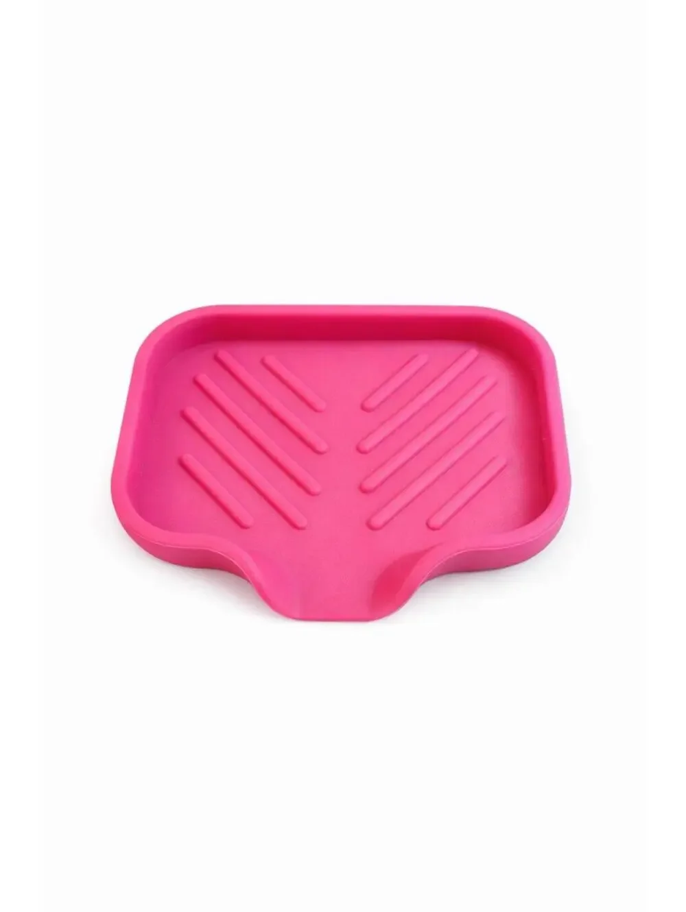 Pink Silicone Spoon Rest Drip Tray Kitchen Utensil Holder 5x4 in New